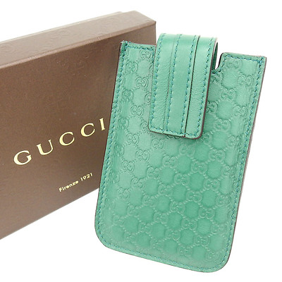 #ad Gucci Smartphone case Guccissima Green Woman Authentic Used Y1033 $283.41