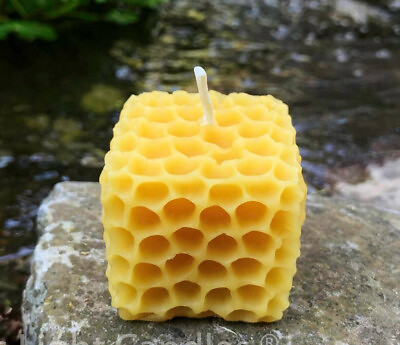 #ad Honeycomb Cube Candle All Natural Beeswax Handmade in USA Bees Wax Honey Comb $67.32