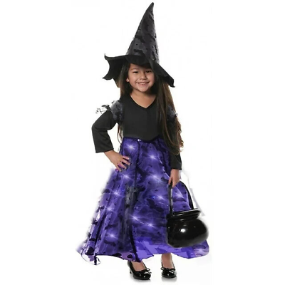 #ad Girl#x27;s Lights Up Purple Bright Magic Witch Halloween SIZE S new $42.99