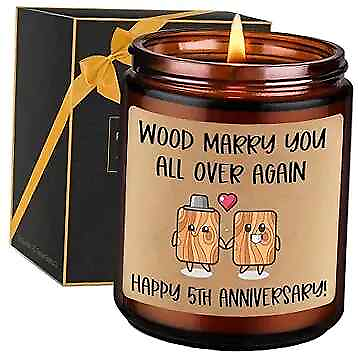 #ad Scented Candles 5th Anniversary Wood Themed Gifts for Wife Husband 5 Year $29.03