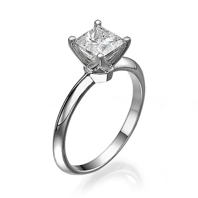 #ad 1 Carat Ladies Princess Cut Diamond Engagement Ring H SI2 18K White Gold $1647.00