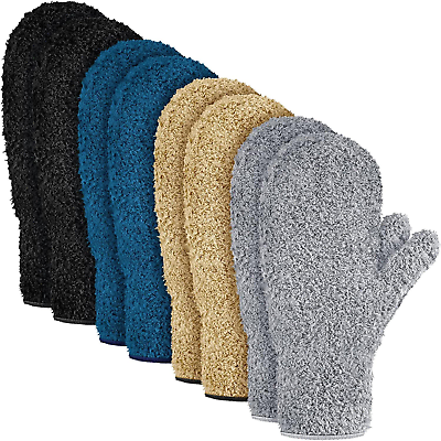 #ad 4 Pair Microfiber Dusting Mittens Reusable Women Cleaning Mittens with Thumb for $16.99
