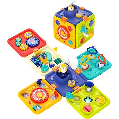 #ad Montessori Activity Cube Toy Kids Multifunction Sensory Lighting Music Toddler $29.99