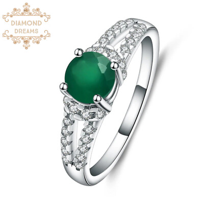 #ad Natural Green Agate Gemstone Vintage 925 Sterling Silver Engagement Ring $36.34