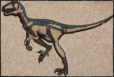 #ad Wild Dinosaur Handmade Design Wall Animal Marble Mosaic $465.00