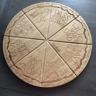 #ad Totally Bamboo Etched Wood Round Roulette Pizza Cut amp; Serve 13.75” Board $29.50
