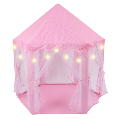 #ad Pink Princess Castle Play Tent Kids Girls Playhouse Indoor Outdoor Game House $33.29