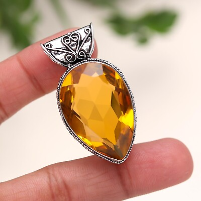 #ad Citrine Gemstone Vintage 925 Sterling Silver Pendant Jewelry Gift For Her $11.99