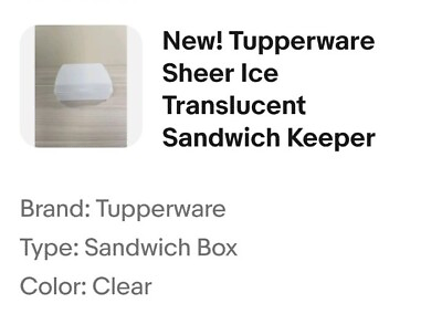 #ad New Tupperware Sheer Ice Translucent Sandwich Keeper $12.95