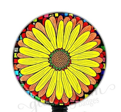 #ad Sunflower Badge Reel Flower Badge Holder Flower Retractable Holder Reel GG1282 $12.95