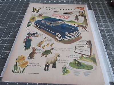 #ad Original 1949 quot;Fordquot; Dark Blue Sedan Animals amp; Nature Talking Magazine Print Ad $10.95