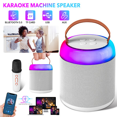 #ad Portable KTV Bluetooth LED Speaker Mini Karaoke Machine With Wireless Microphone $29.44