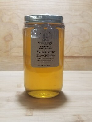 #ad #ad Raw Honey 1 lb 454g 100% Wildflower Local Organic Unfiltered GLASS JAR $18.00
