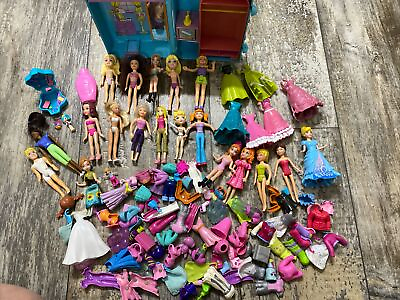 #ad POLLY POCKET LOT OF FIGURES WITH CLOTHES SHOES amp; ACCESSORIES $40.00