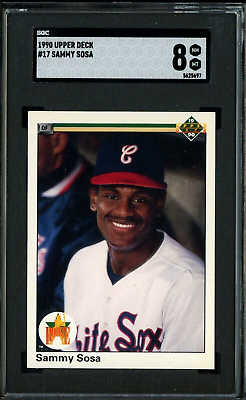 #ad 1990 Upper Deck #17 Sammy Sosa Chicago White Sox RC Rookie SGC 8 NM MT $14.29