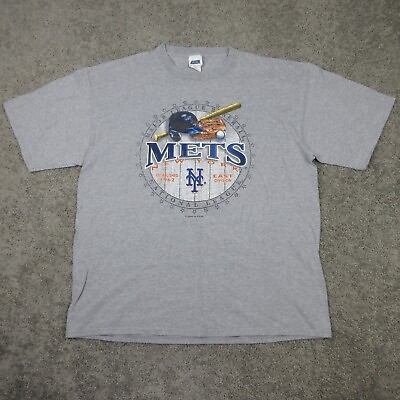 #ad New York Mets Shirt Mens XL Gray Graphic Tee Baseball MLB Logo Sports 2005 Y2K $19.99