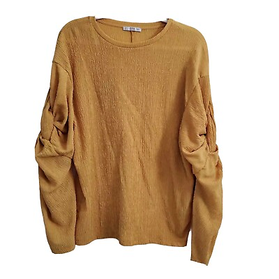 #ad Zara Blouse Small Mustard Yellow Twisted Long Sleeve Top Bloggers Favorite $29.99