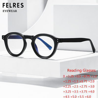 #ad Retro Round Blue Light Blocking Reading Glasses For Men Women Full Frame Glasses $14.49