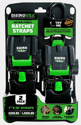 #ad Rhino USA 1in x 10ft Retractable Ratchet Straps 2 Pack $24.49