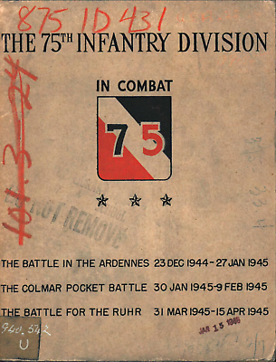 #ad 51 Page 75th Infantry Division Battle Of Ardennes Colmar Pocket Ruhr on Data CD $14.99