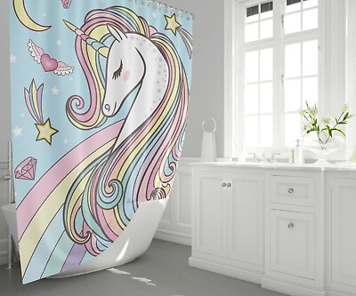 #ad Unicorn Shower Curtain girly shower curtains unicorn shower curtain girls shower $26.00