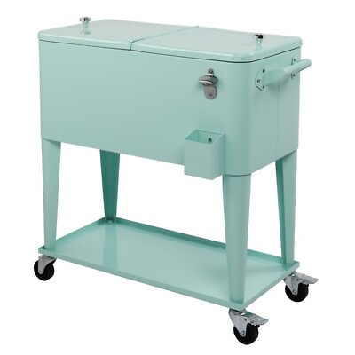 #ad 91*84.5*38.5cm Rectangular Plastic Box Frozen Insulation Cart Mint Green $151.80