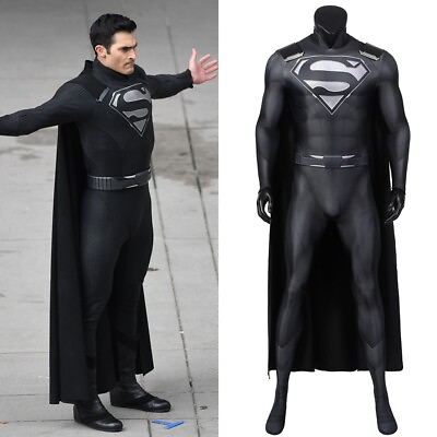 #ad Superman Clark Kent Costume Cosplay Black Suit Crisis on Infinite Earths $72.89
