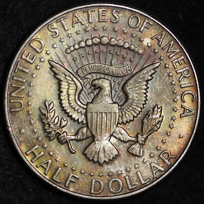 #ad 1968 D Kennedy Silver Half Dollar CHOICE BU TONED E278 KN2 $20.00