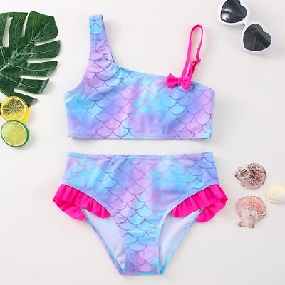 #ad Children#x27;s Swimwear Two Piece Flamingo Swimsuit For Girls Summer Bikini Sets $15.05