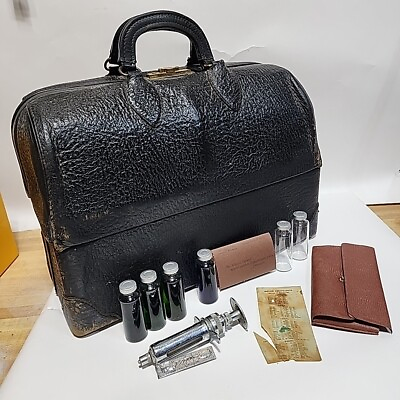 #ad #ad 1940s Leather EmDee Schell Vintage Drs Medical Bag Contents Royal Canadian Corps $384.90