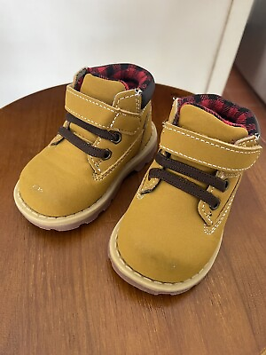 #ad Garanimals Toddler Boots Size 4 Red Plaid Lining $10.00
