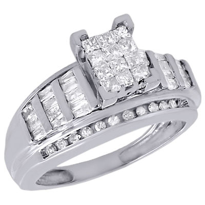 #ad 10K White Gold Ladies Princess Cut Diamond Wedding Engagement Ring Set 0.90 Ct. $1105.00