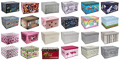 #ad Large Collapsible Storage Box Folding Jumbo Storage Chest Kids Room Toy Box GBP 13.99