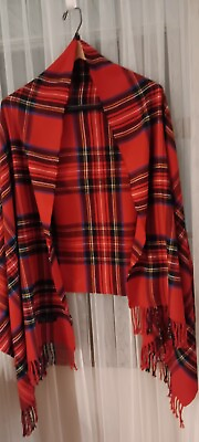 #ad Big Winter Tartan Plaid Viscose Cashmere Shawl Blanket Scarf 75quot; X 29quot; Red $12.94