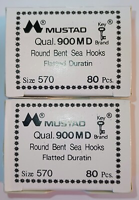 #ad Mustad amp; Son Round Bent Sea Hooks 6 Flatted Duratin 900MD Sz 570 160pc Fishing $13.95