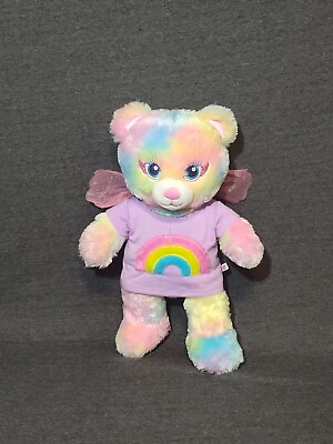 #ad Build A Bear Rainbow Tye Die Bear Pink Wings Stuffed Plush Purple Shirt Collect $12.50