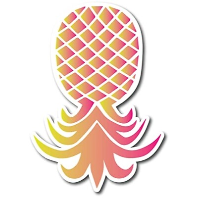 #ad Upside down Pineapple Magnet Decal Pink and Yellow 7x10 Inch Automotive $15.99