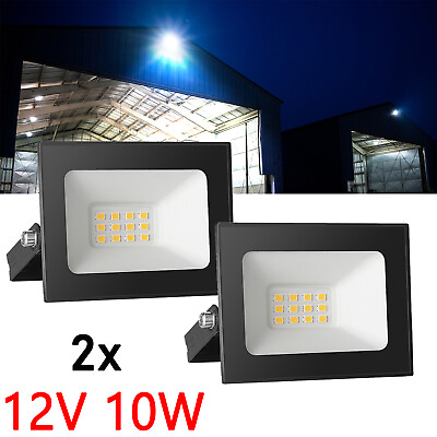 #ad 2pcs 12V 10W LED Flood Light Outdoor Garden Yard Light Security Floodlight 6000K $15.99