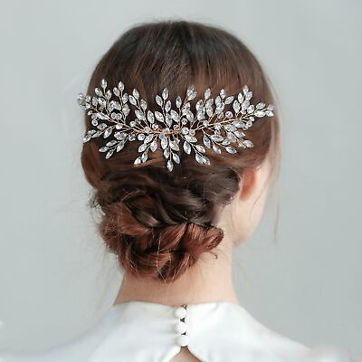 #ad Bridal Hair Accessories Leaf Rhinestone Wire Bridal Hair Clip Hair PiecesWedd... $24.20