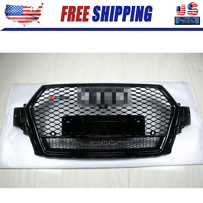 #ad For 16 19 Audi Q7 Honeycomb Mesh Sport RSQ7 Style Hex Center Grille Gloss Black $360.00