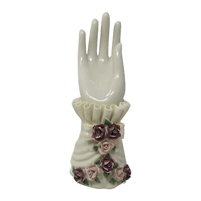 #ad Vintage 2001 Porcelain Hand with Roses Delicate Decorative #465 $12.22