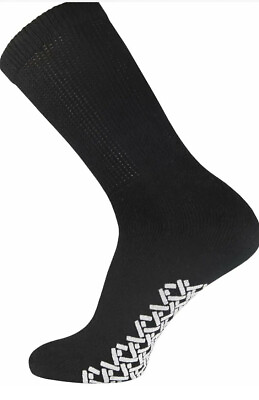 #ad New Socks Non Slip Grip Black Calf Anti Slip Diabetic 3 Pair Size 8 11 Unisex XL $14.00