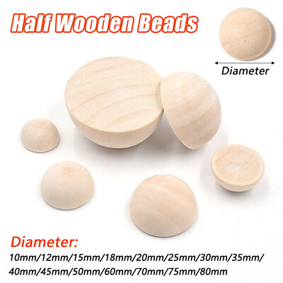 #ad Half Wooden Balls 10 80mm Natural Unfinished Wood Half Balls For Craft Paint DIY $22.45