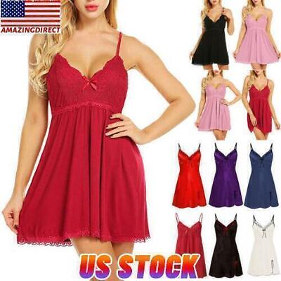 #ad Sexy Womens Lace Lingerie Nightdress Babydoll Nightwear Underwear Sleepwear Robe $15.81