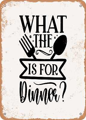 #ad Metal Sign What the is For Dinner Vintage Look $18.66