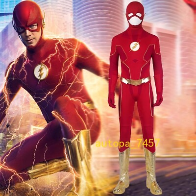#ad The Flash Superhero Cosplay Jumpsuit Barry Allen Red Costume New Outfit Gifts $221.10