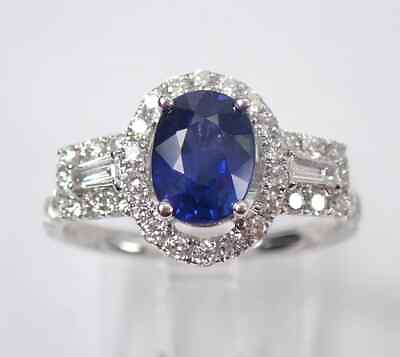 #ad 2.00Ct Oval Cut Lab Created Sapphire Halo Engagement Ring 14K White Gold Plated $112.79