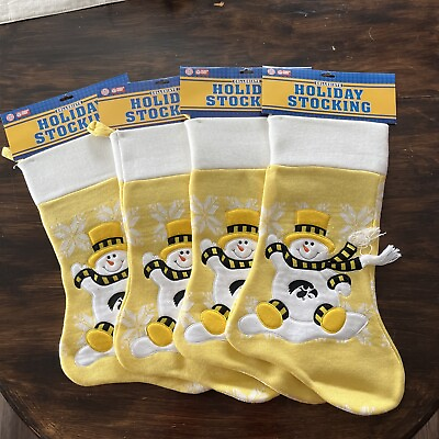 #ad Lot of 4 Collegiate Iowa Hawkeyes Holiday Stockings Snowman NWT Fast Shipping $45.00