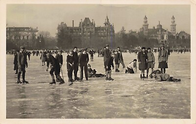 #ad Switzerland Zurich Ice Skating Photo Card Posted amp; Stamped 1929 $19.99