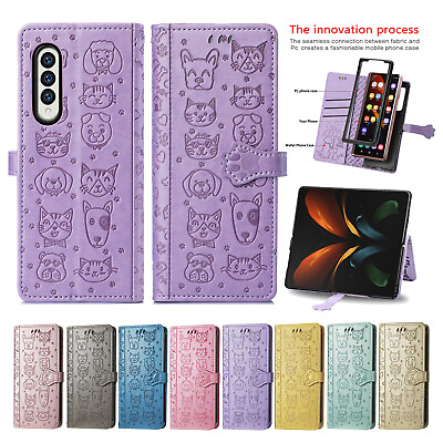 #ad For Samsung Galaxy Z Fold 4 3 Shockproof Cute Pattern Leather Wallet Case Cover $10.99